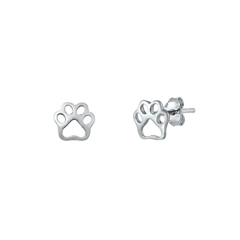 Paw Print Sterling Silver Stud Earrings